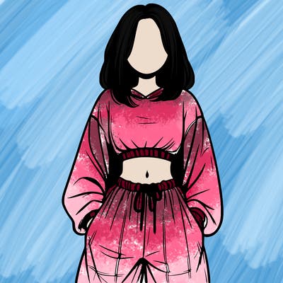 realistic girl faceless with baggy pants and a crop top