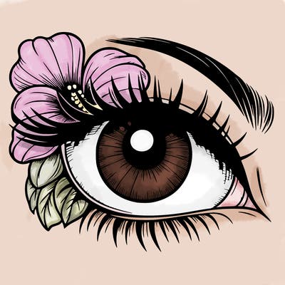 realistic eye with flower