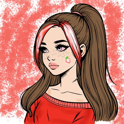 realistic girl with a high ponytail