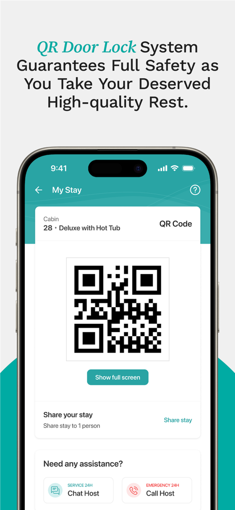 Bobobox app showing a QR code for secure contactless room access