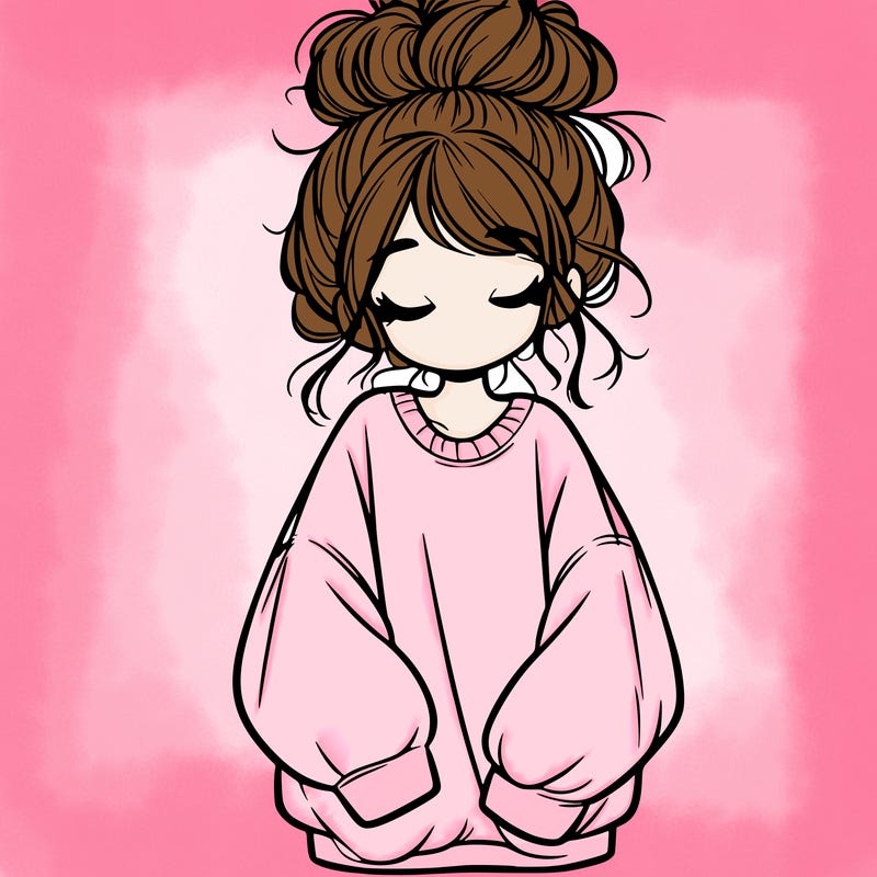 girl with baggy sweatshirt and messy bun