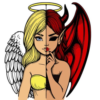 realistic angel half demon