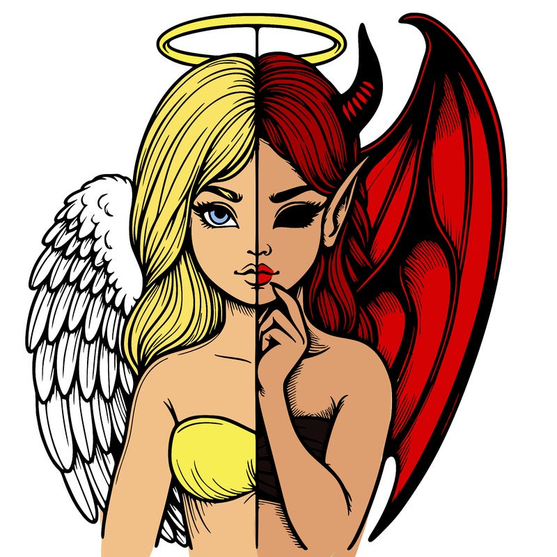 realistic angel half demon