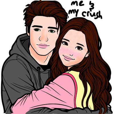 realistic teen girl hugging a realistic teen boy