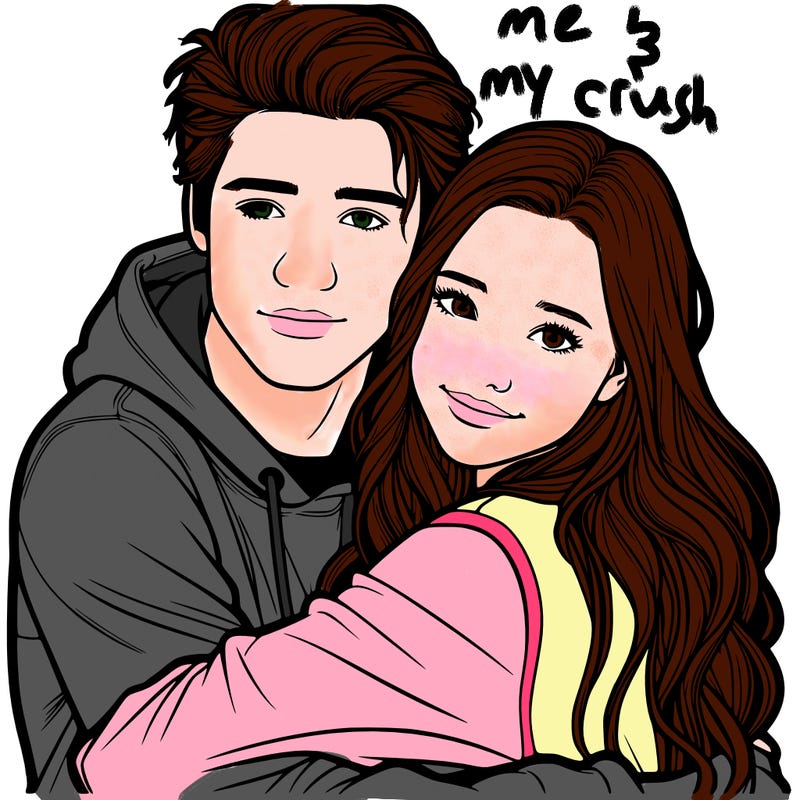 realistic teen girl hugging a realistic teen boy