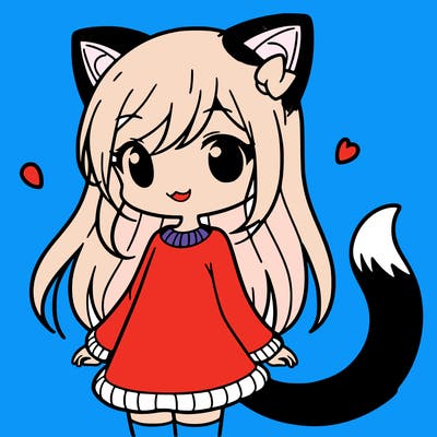 girl with cat ears and tail