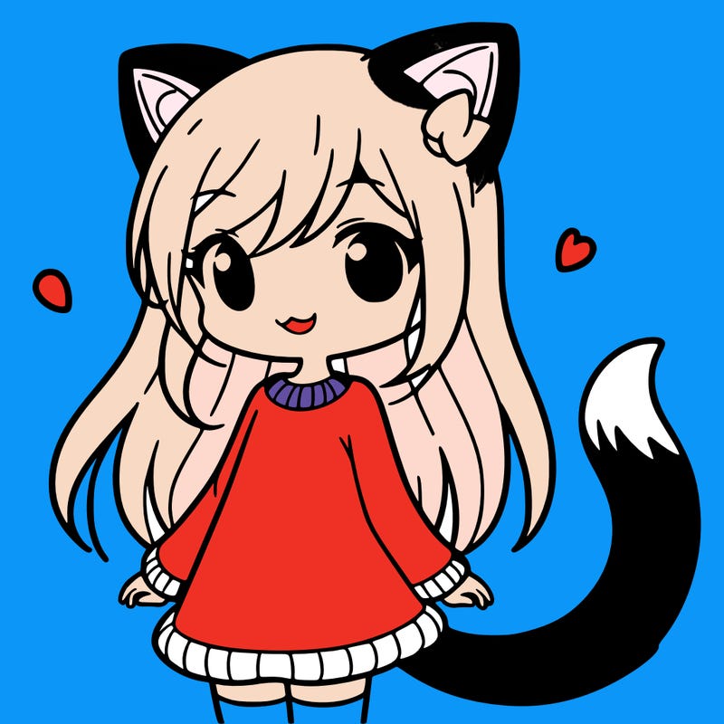 girl with cat ears and tail