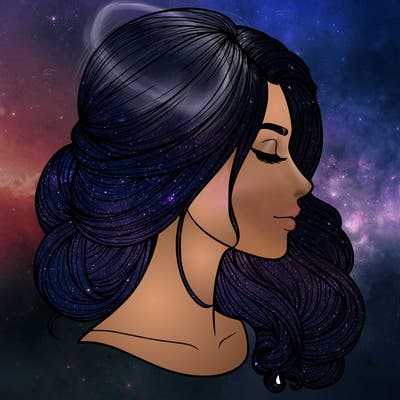 realistic woman's head & hair