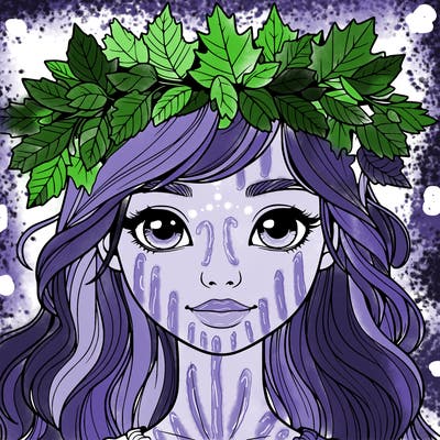 realistic girl with fall leaf crown