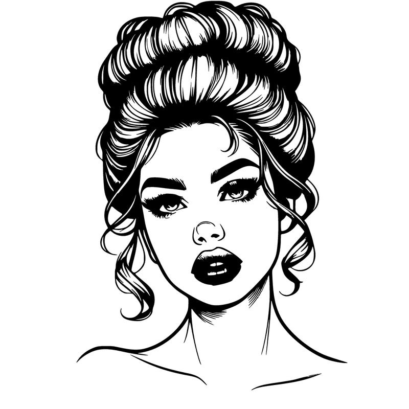 realistic girl wearing a 90s style up due and have full lips