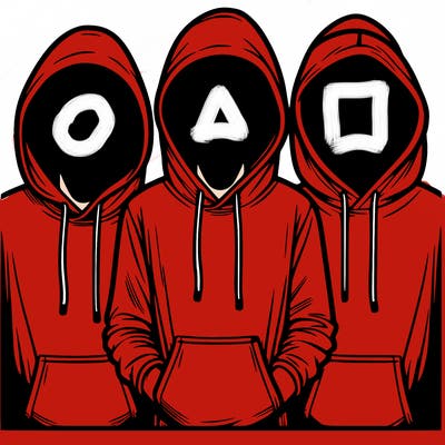 3 faceless people in  hoodies