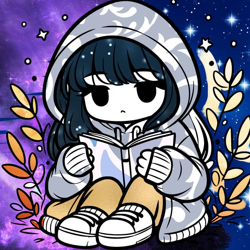 girl in oversized hoodie reading a book