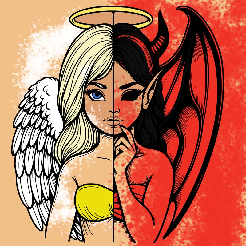 realistic angel half demon