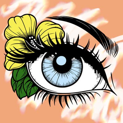 realistic eye with flower