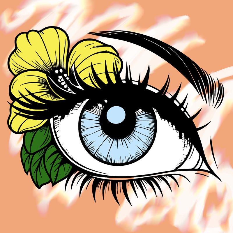 realistic eye with flower