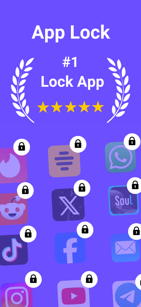 App Lock & Block App - Lockkit - Lockkit app screen displaying social media icons locked for privacy and security