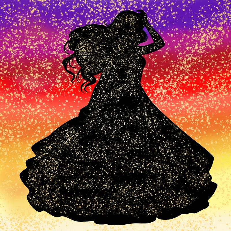 realistic woman with dress flowing in the wind