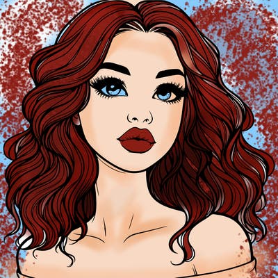 realistic girl with wavy hair and lips