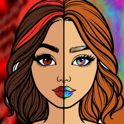 realistic girl split half