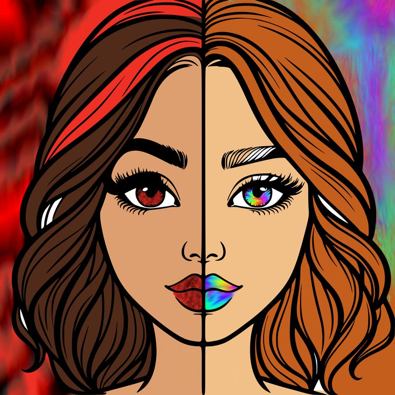 realistic girl split half