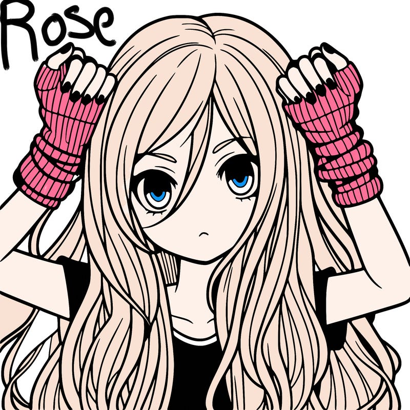 long haired girl with fingerless gloves