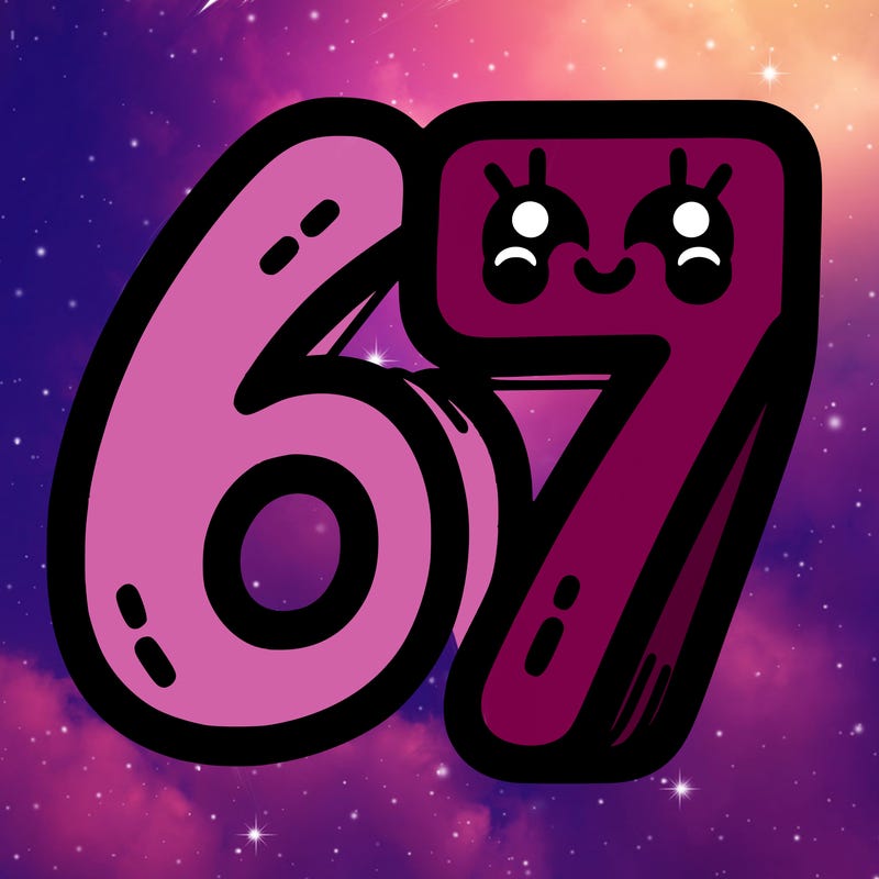 the numbers 67