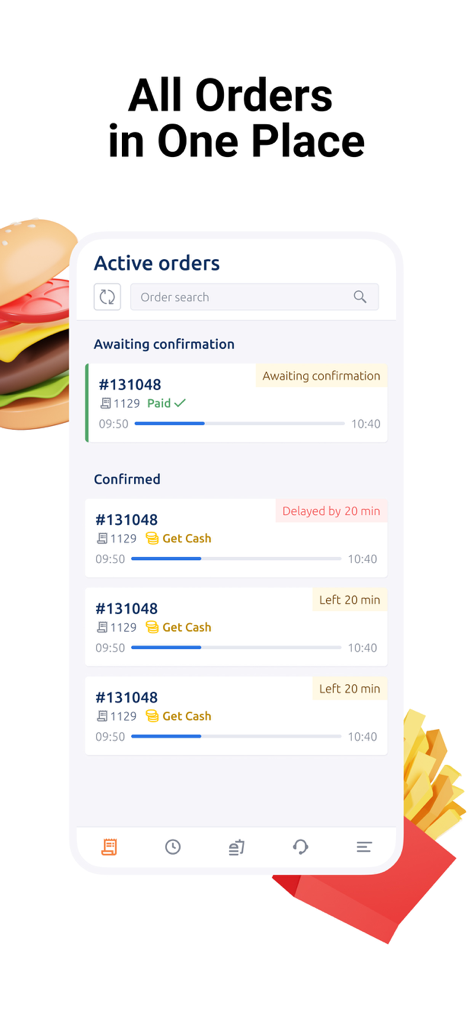 GrupGo order - GrupGo order app interface showing active and confirmed restaurant orders in one place