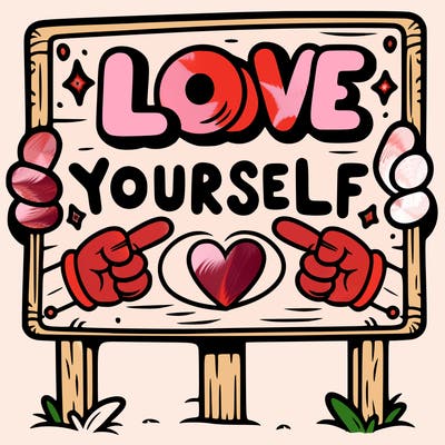 a sign where it is written: love yourself