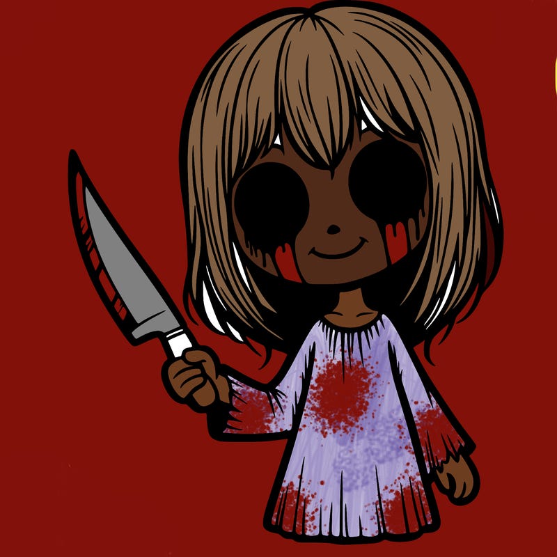 creepy girl with knife