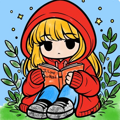 girl in oversized hoodie reading a book