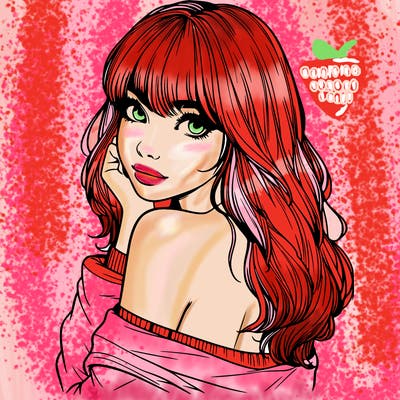 realistic girl with bangs looking over her shoulder