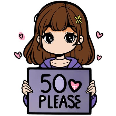 a girl holding a 50 likes please sign