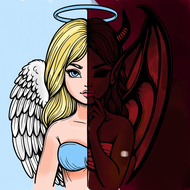 realistic angel half demon