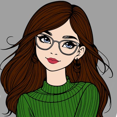realistic girl with glasses