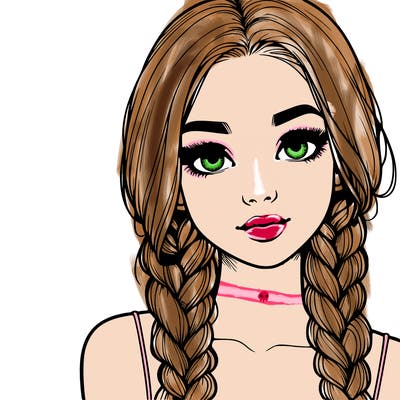 realistic girl with braids