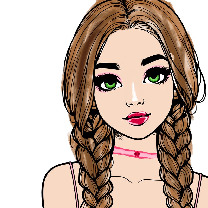 realistic girl with braids