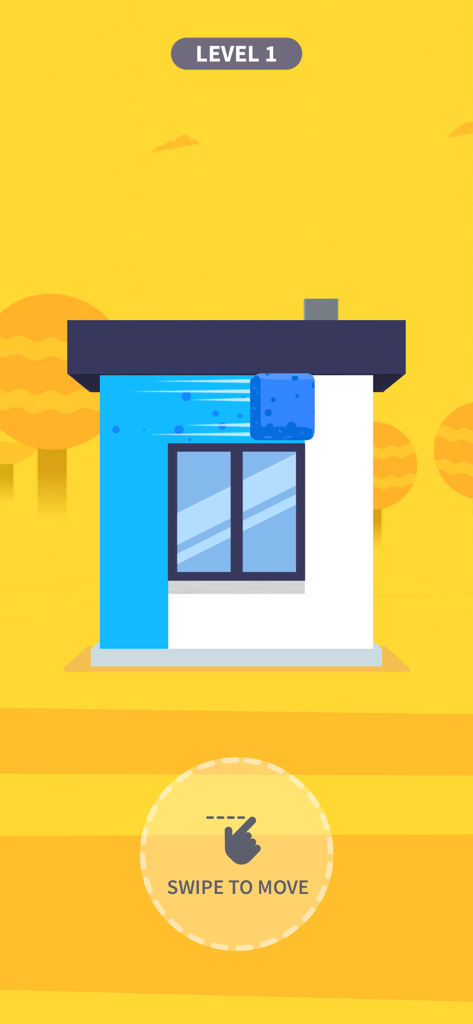 House Paint - House Paint puzzle game Level 1 gameplay showing a blue sponge painting a house wall