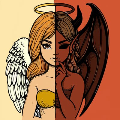 realistic angel half demon