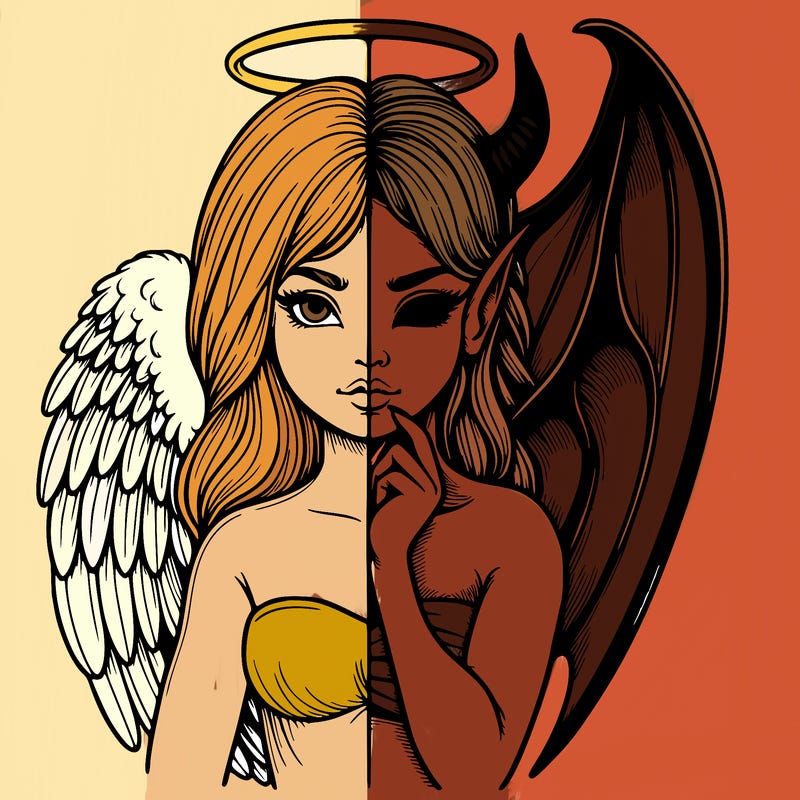 realistic angel half demon