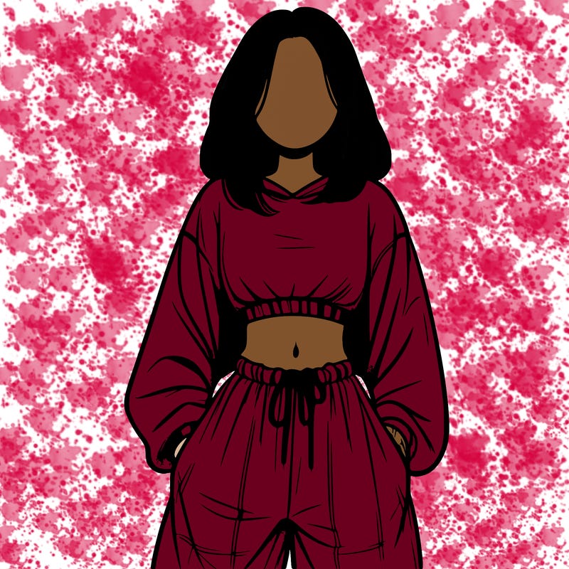 realistic girl faceless with baggy pants and a crop top