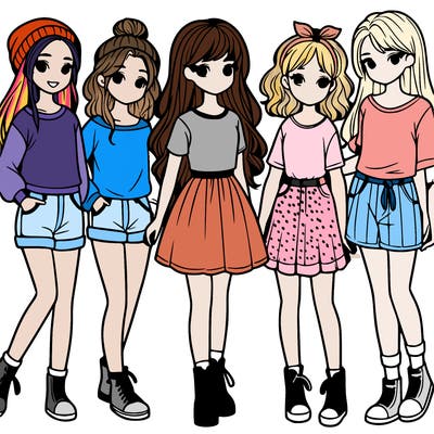 a group of five girls