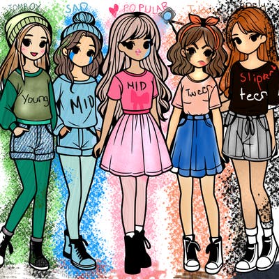 a group of five girls