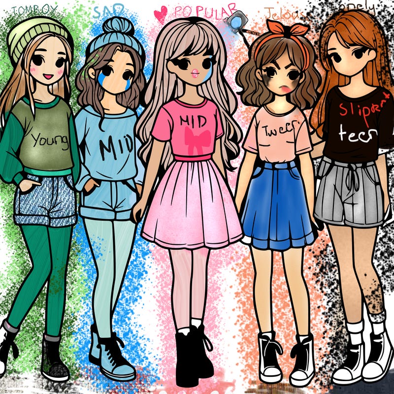 a group of five girls