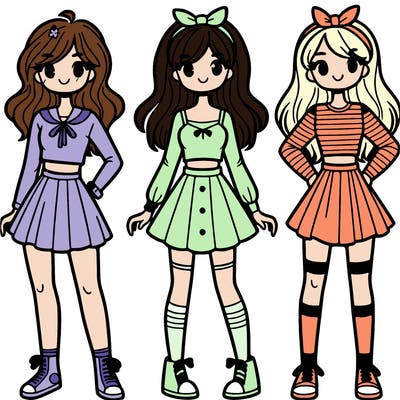 girls bff with short  skirts and tall hair