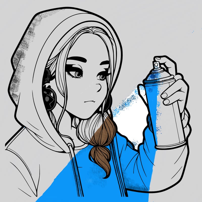 a realistic girl, spray painting