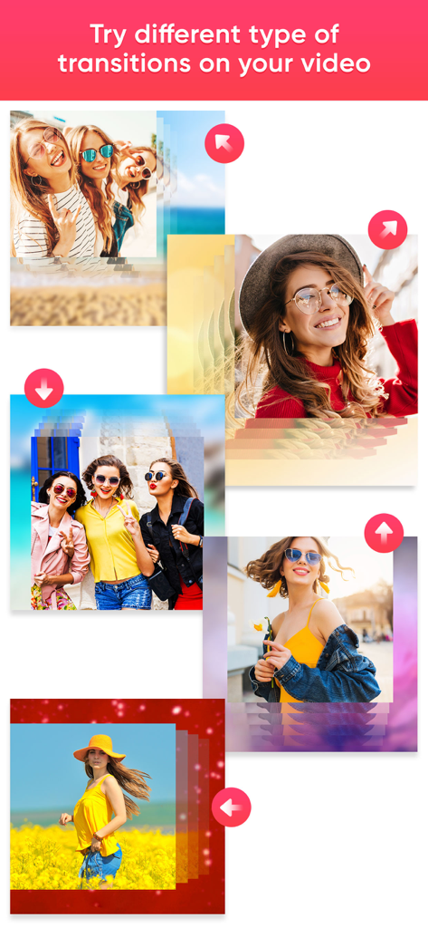 MakeMyMovie-Movie maker - Example of different photo transitions in the movie maker app