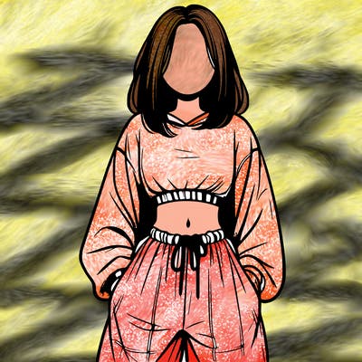 realistic girl faceless with baggy pants and a crop top