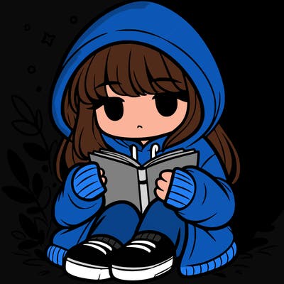 girl in oversized hoodie reading a book