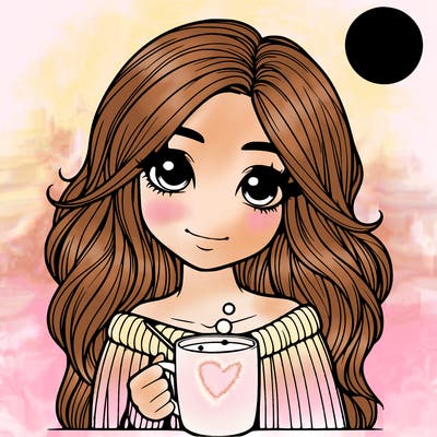 realistic girl with coffee