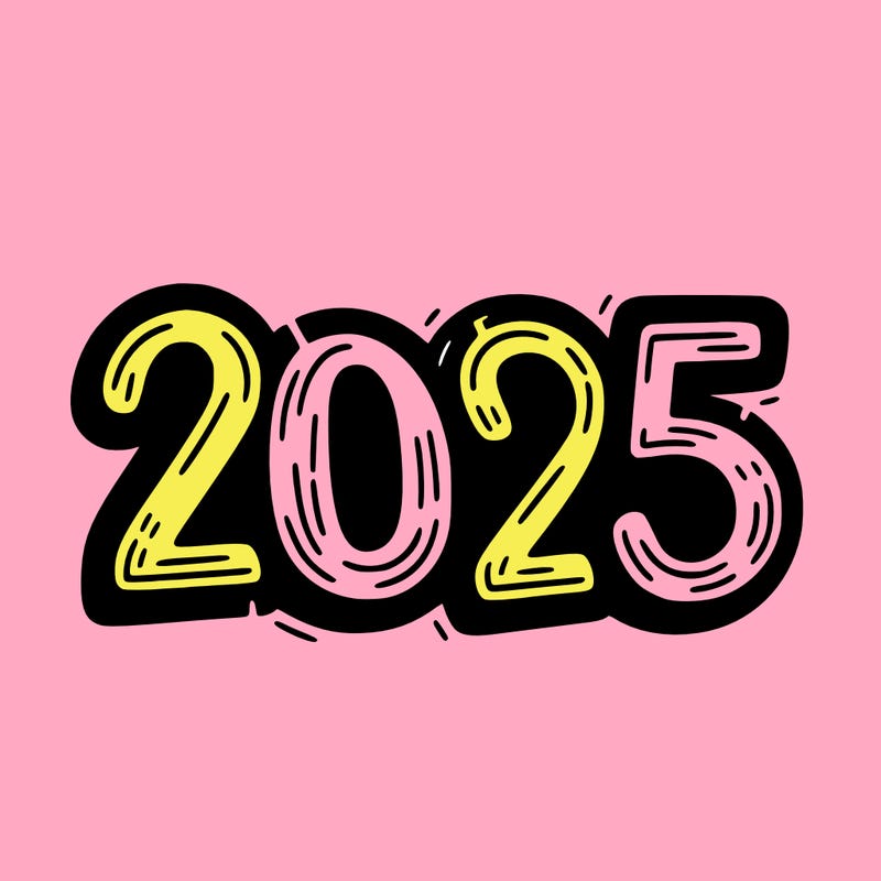 one line scrawled numbers sketch design “2025”